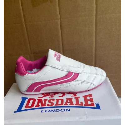 Lonsdale Kids Benn Childs Trainers White/Cerise