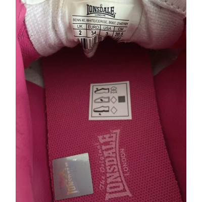 Lonsdale Kids Benn Childs Trainers White/Cerise